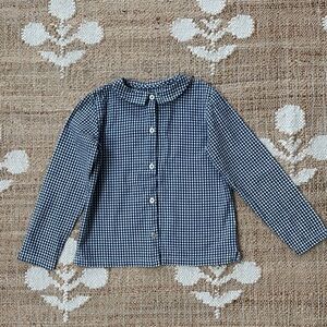Olive Juice Navy Gingham Button Down